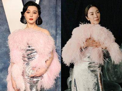 范冰冰撞衫杨紫琼“半年前礼服”！　同件羽毛闪片装她气势狂赢