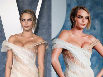 辣爆！超模卡拉迪乐芬妮“西瓜级豪乳”　连白纱都快Hold不住