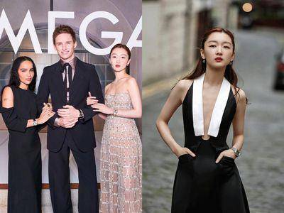 周冬雨世纪同框奥斯卡影帝、猫女 透明水晶礼服身形全看光!