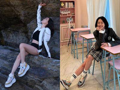 李晶晶超短裤配Chloé贝壳鞋长腿无敌　小S踩花草绿同款好百搭