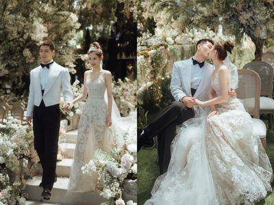 “赌王千金”何超莲深V蕾丝白纱美成仙！73岁“婚纱女王”特别为她量身订制