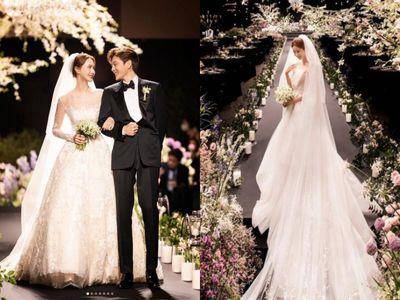 爱情长跑8年！李多海穿ELIE SAAB“梦幻长袖婚纱”嫁SE7EN