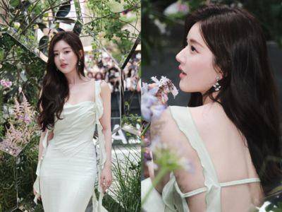 赵露思淡绿色礼服化身“人间铃兰”　转身大U美背放送太诱人