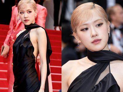 Rosé顶新发型“胎毛浏海”登坎城！　露背礼服大秀逆天锁骨