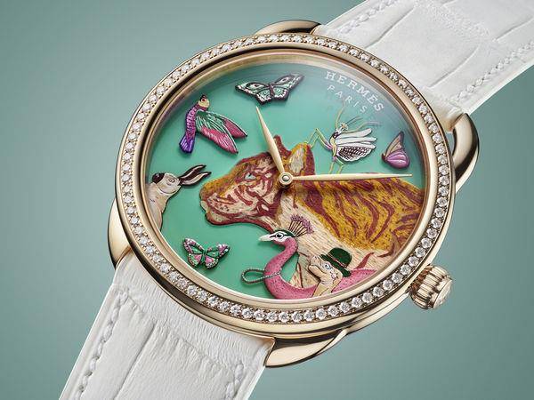 风・Luxury／爱马仕表上动物疯自拍　木片镶嵌老虎好传神 奢侈品牌 图1张