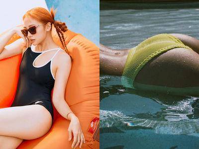 鬼鬼大方晒“蜜桃臀”比基尼辣照连发！穿Longchamp连身泳装全卖空