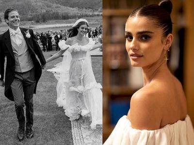 女孩都向往维密超模Taylor Hill的婚礼！ETRO特制首款白纱、光脚出场超自在