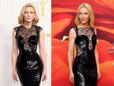 凯特布兰琪穿旧衣照样美　薄纱内搭变出新意