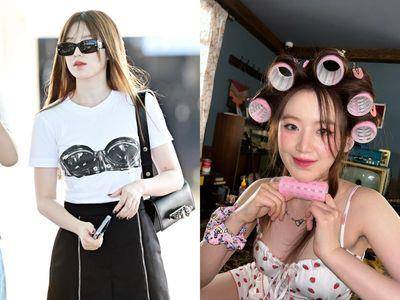 舒华穿T恤秀Bra好帅！造型落差超大　从碎花洋装到满头发卷都能驾驭