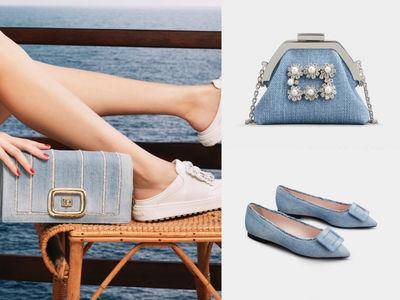 Roger Vivier超懂夏季！“水洗丹宁”方扣芭蕾舞鞋 、亮片刺绣包好消暑
