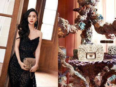 Angelababy豹纹战袍征服巴黎！Roger Vivier以鸵鸟毛、天然珍珠制包美到窒息