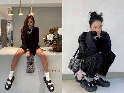 台韩女神都爱凉鞋＋袜子！Jisoo、孙芸芸都穿上　小腿视觉更修长