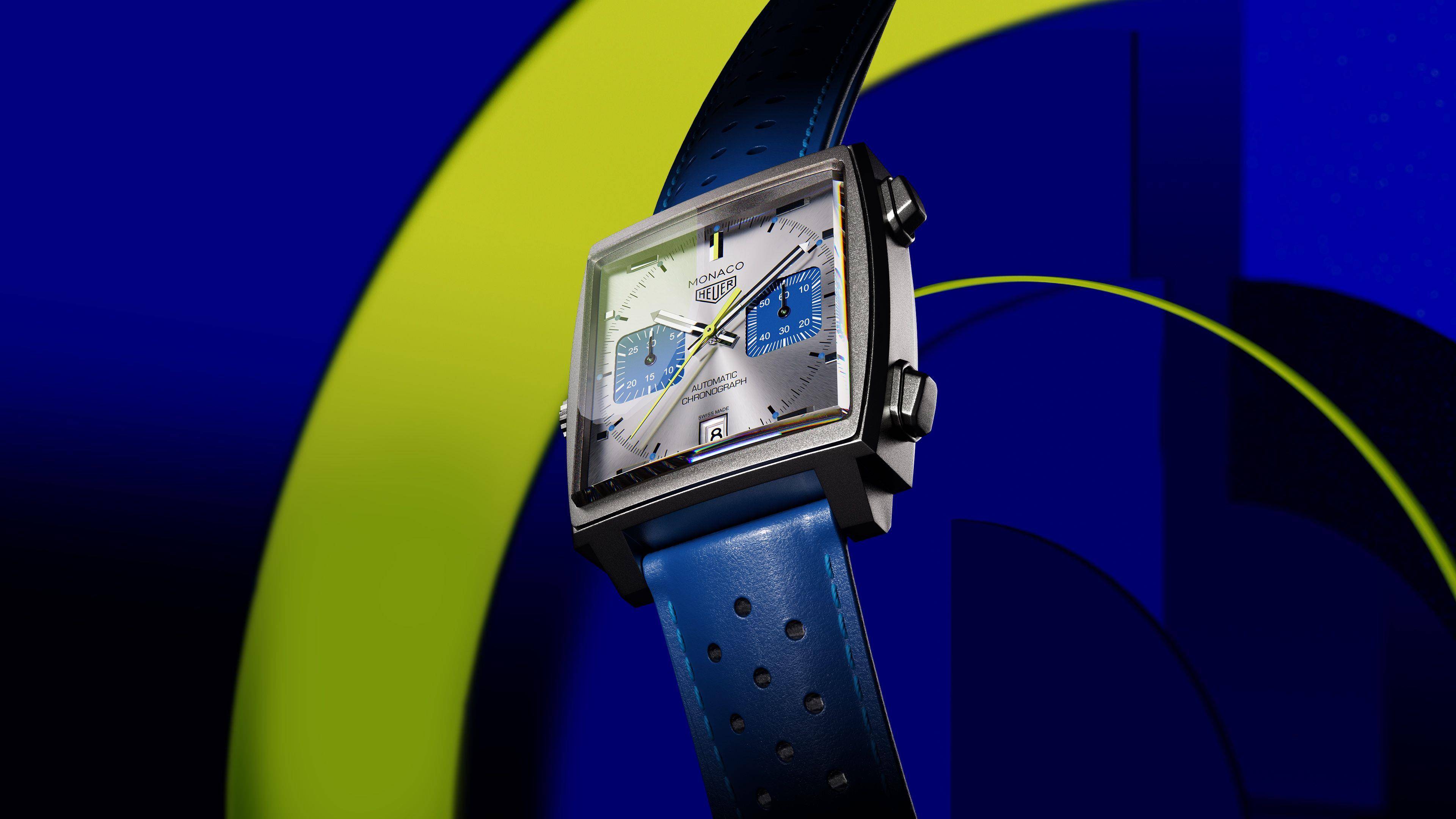 法国赛车蓝配莱姆黄指针好亮　TAG Heuer限量更诱人 奢侈品牌 图1张