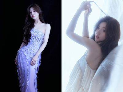 赵露思跳脱稚气！“美人鱼上岸”超仙紫色斜肩礼服闪出女神光