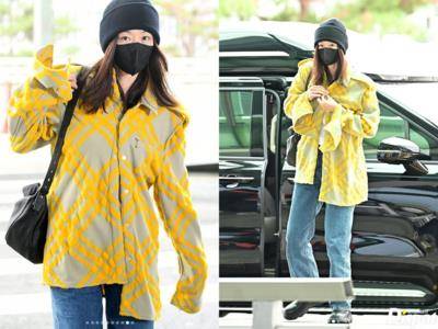 全智贤包紧紧依旧展现女神风范！扣子扣错意外超时髦