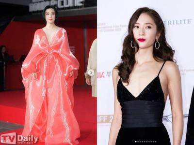 范冰冰粉红“水母装”登釜山电影节　Krystal少项炼意外变太平洋宽肩