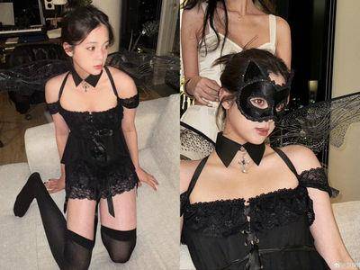 欧阳娜娜万圣节扮性感猫女! 透视蕾丝装+翅膀绝美惊艳网友