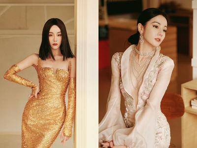 迪丽热巴披金袍完美腰臀比超有杀伤力！换深V刺绣礼服美出新高度