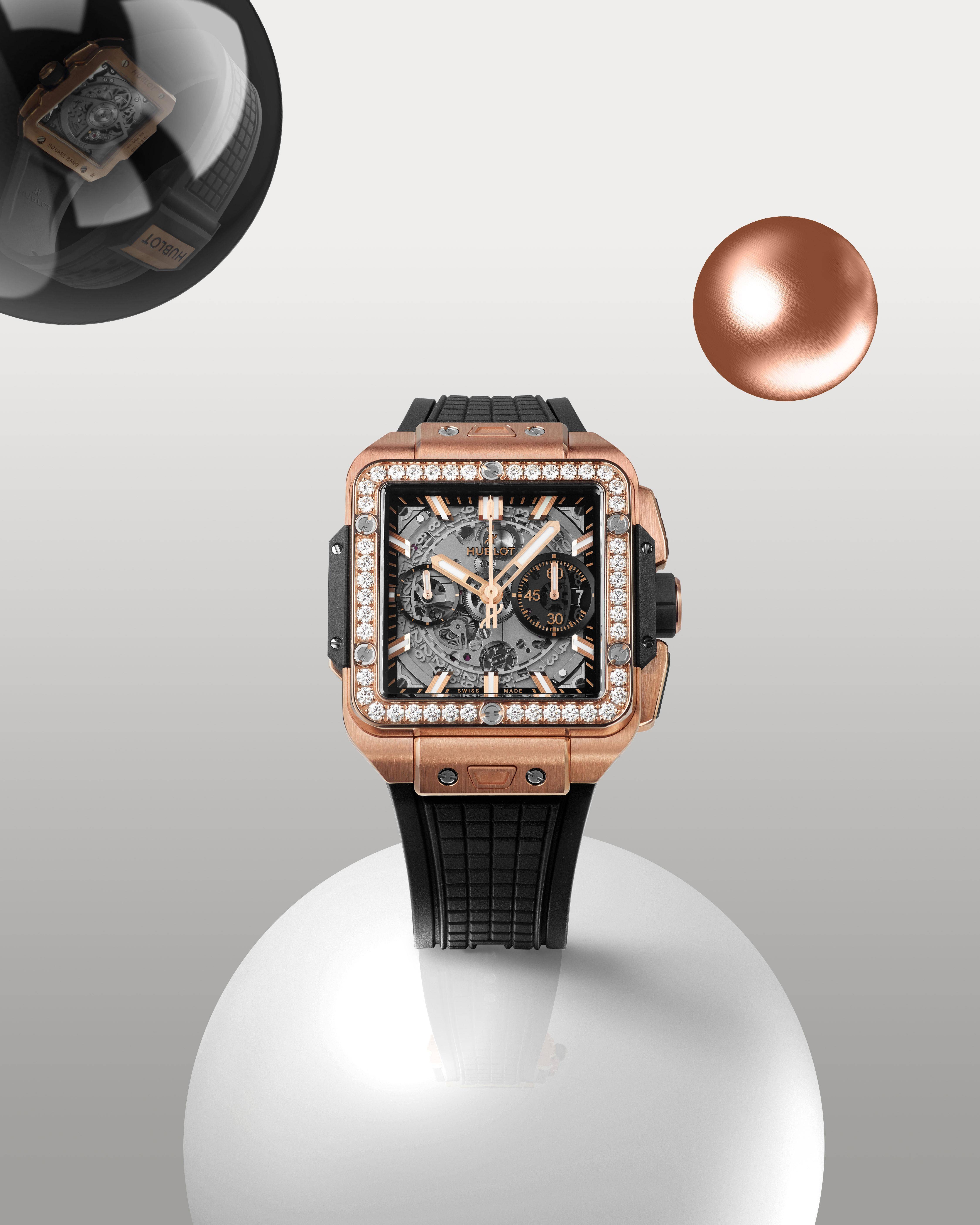 风・Luxury／运动表镶钻让人一眼瞧见　HUBLOT霸气方表轮廓更突出 奢侈品牌 图2张