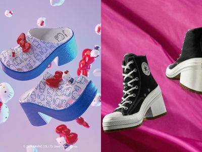 CROCS洞洞鞋联名Hello Kitty绑上可爱蝴蝶结！Converse帆布鞋混高跟超前卫