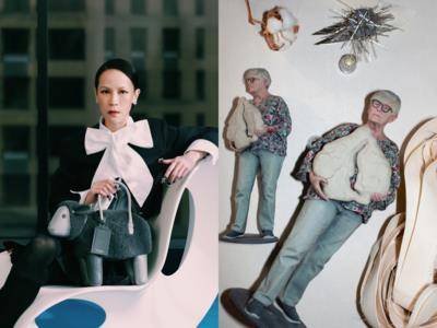 杨乃文拎可爱绵羊包+冷酷红眼妆庆祝妇女节