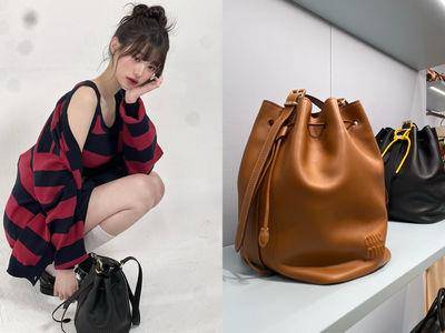 包・开箱／张员瑛超烧带货Miu Miu新水桶包！大容量多背法、焦糖色更可爱