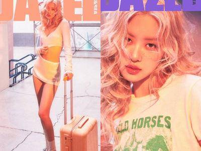 Rosé新发型超甜蜜桃粉卷发！迷你短裙晒神级美腿镜头快塞不下