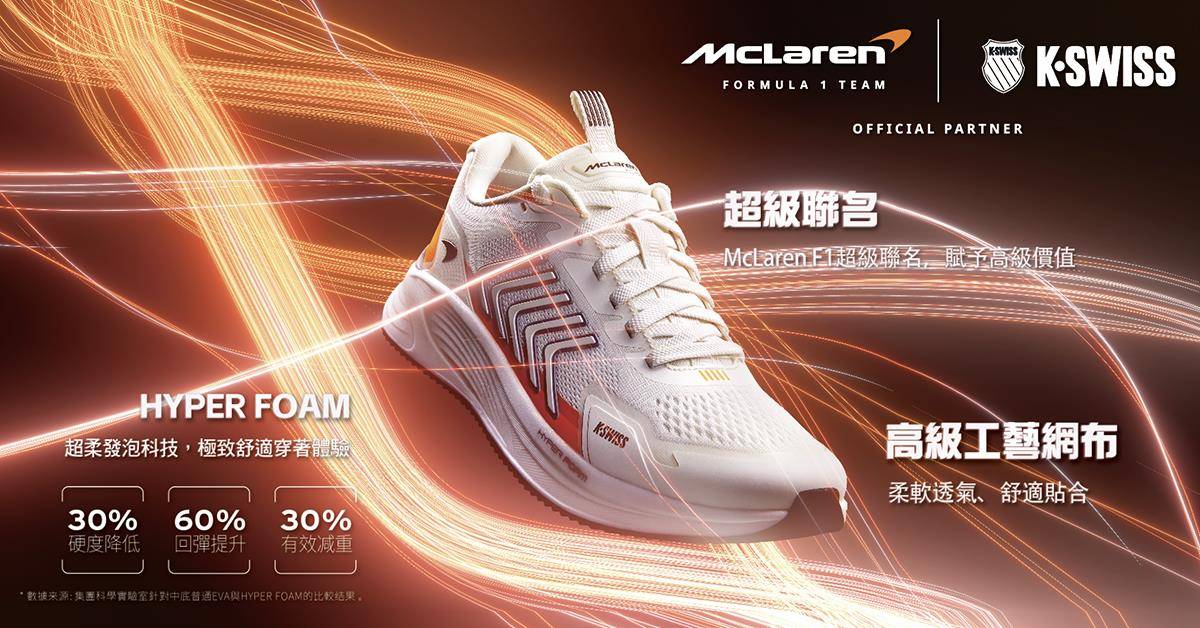 中国台湾销量称霸亚洲！K-SWISS X McLaren联名款再推都市通勤轻跑鞋 最新资讯 图3张