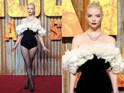 安雅泰勒乔伊“花朵泳衣”登首映会　高马尾配红唇帅爆！