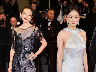 章子怡与杨幂坎城红毯比美!透视礼服、LOEWE订制战袍上身超霸气