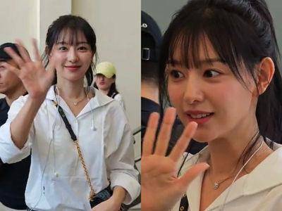 金智媛离台绑起马尾甜翻！搭10万元Dior丹宁包　超清秀机场造型曝光