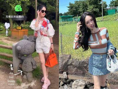 陈乔恩贵妇出巡拎柏金包逛花园　爱马仕手袋连发游韩