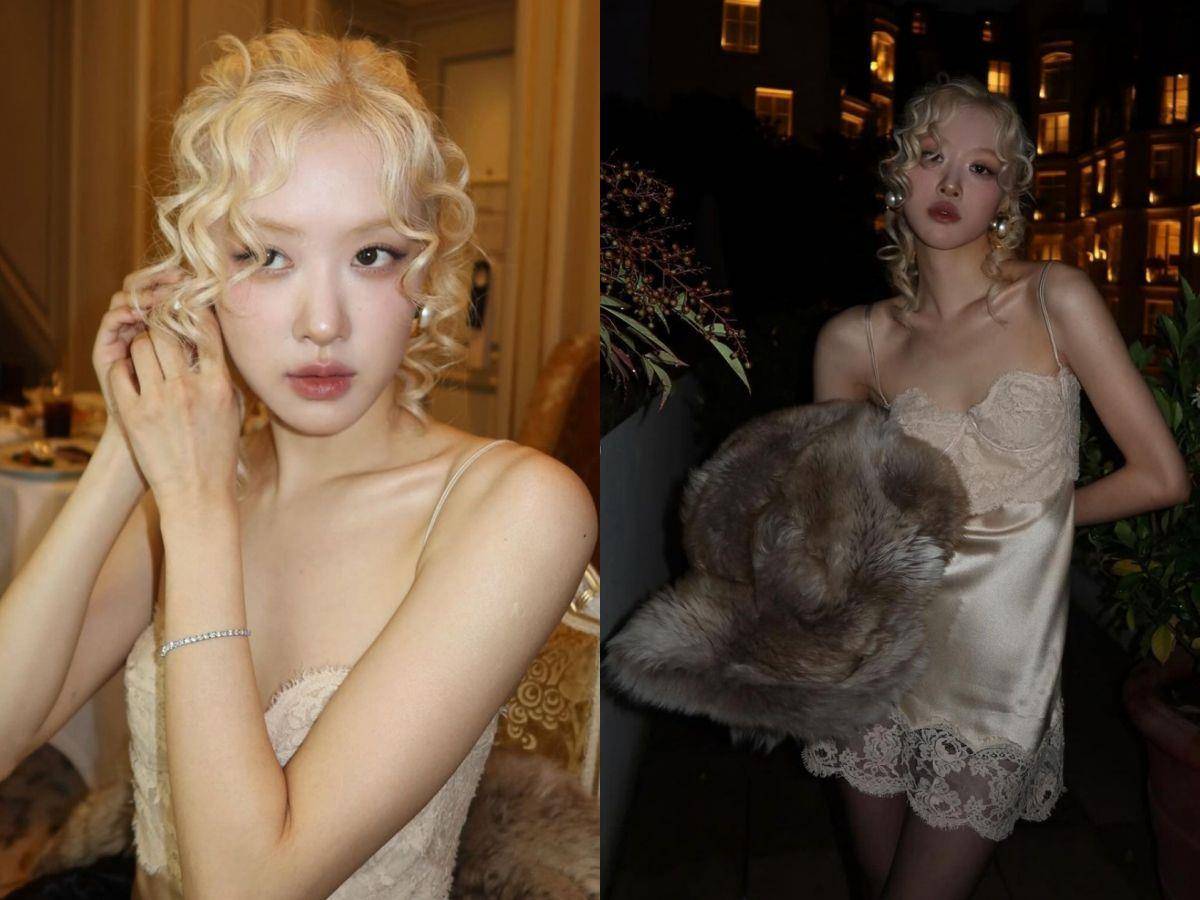 “迪奥小公主”Jisoo流苏皮裤拿水钻包好飒！Rosé金发小卷穿丝绸睡衣看秀 名人名流 图4张