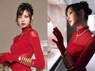 星变美／LISA红色薄纱身材全露太性感！粉裸妆容秀深邃眼神超优雅