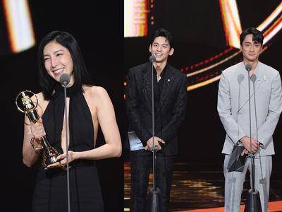 金钟时尚 /杨谨华深V战袍搭美洲豹珠宝夺最佳女配!林柏宏、刘俊谦同框比帅