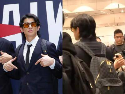 陈杰宪背“金色小飞人”后背包回台！搭西装帅度再破表