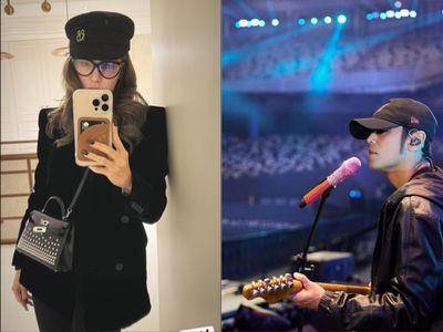 昆凌背75万爱马仕凯莉包爱相随　捕捉周董站上大巨蛋英姿