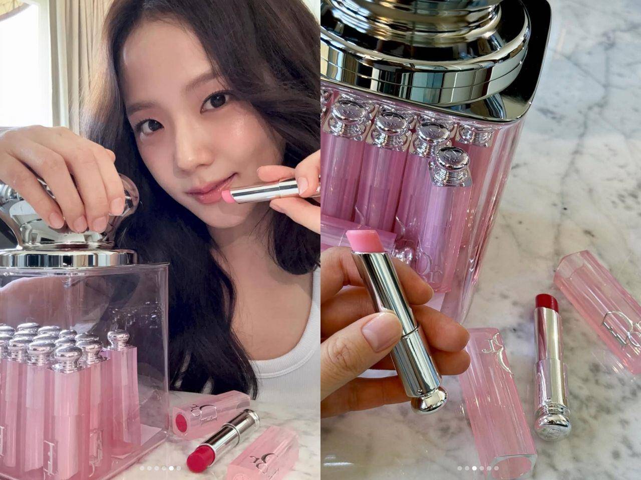 与最爱的Hello Kitty跟润唇膏拍照！Jisoo冒少女粉红泡泡 名人名流 图2张