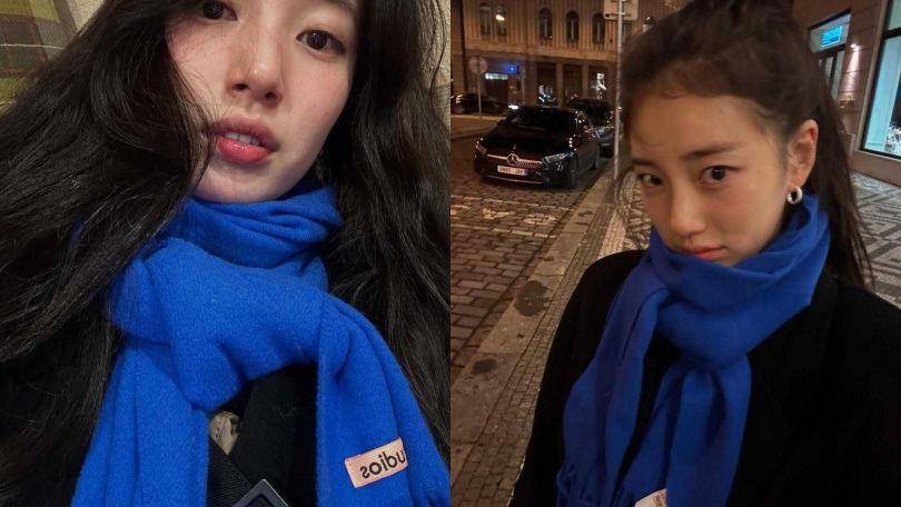 保暖还能微性感！女星围巾搭配技巧　秀智蓝色系超显白、太妍细围巾正流行 最新资讯 图6张