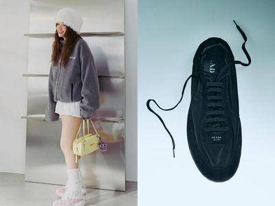 鬼鬼超萌少女打扮配Versace水钻运动鞋！Prada尼龙薄底鞋也是热门款