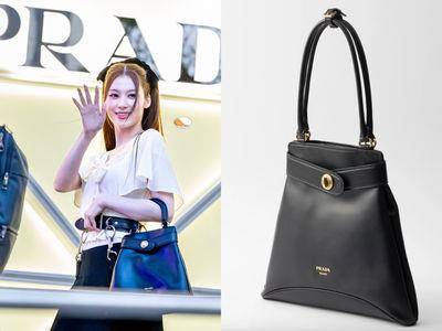 包开箱／TWICE Sana示范Prada几何包Etude！大开口、旋转锁扣超优雅