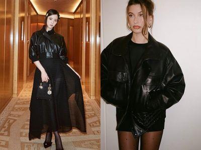 春季皮衣穿搭!Jisoo完美混搭透肤裙 Hailey Bieber营造下身失踪最性感