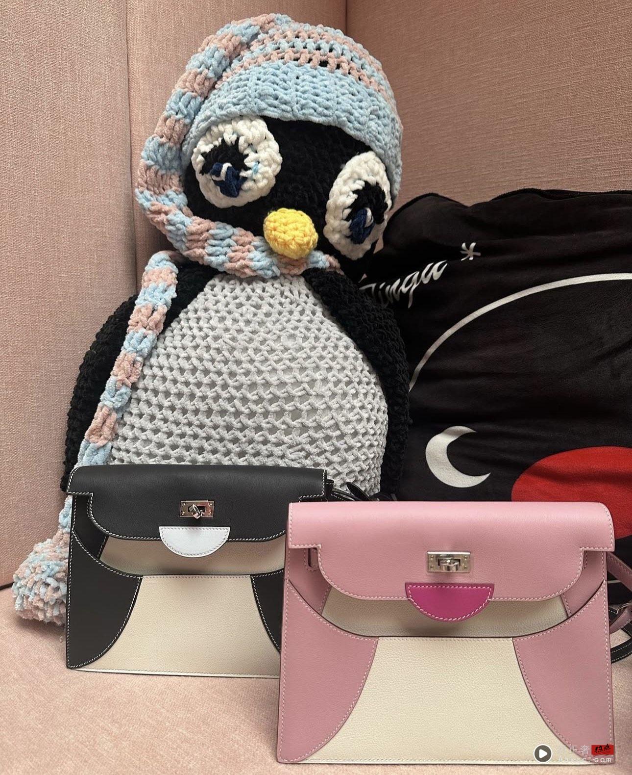 香港前女首富狂爱企鹅商品　爱马仕订制包配DIY钩织衫 时尚穿搭 图3张
