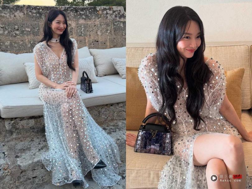 申敏儿化身《再婚皇后》气场超强！私服高级感穿搭　透视洋装辣秀美腿 时尚穿搭 图4张