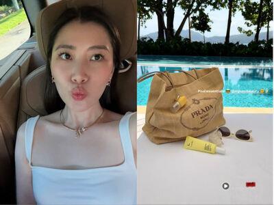 “马来西亚最美千金”度假草编包出笼 Prada大容量实用