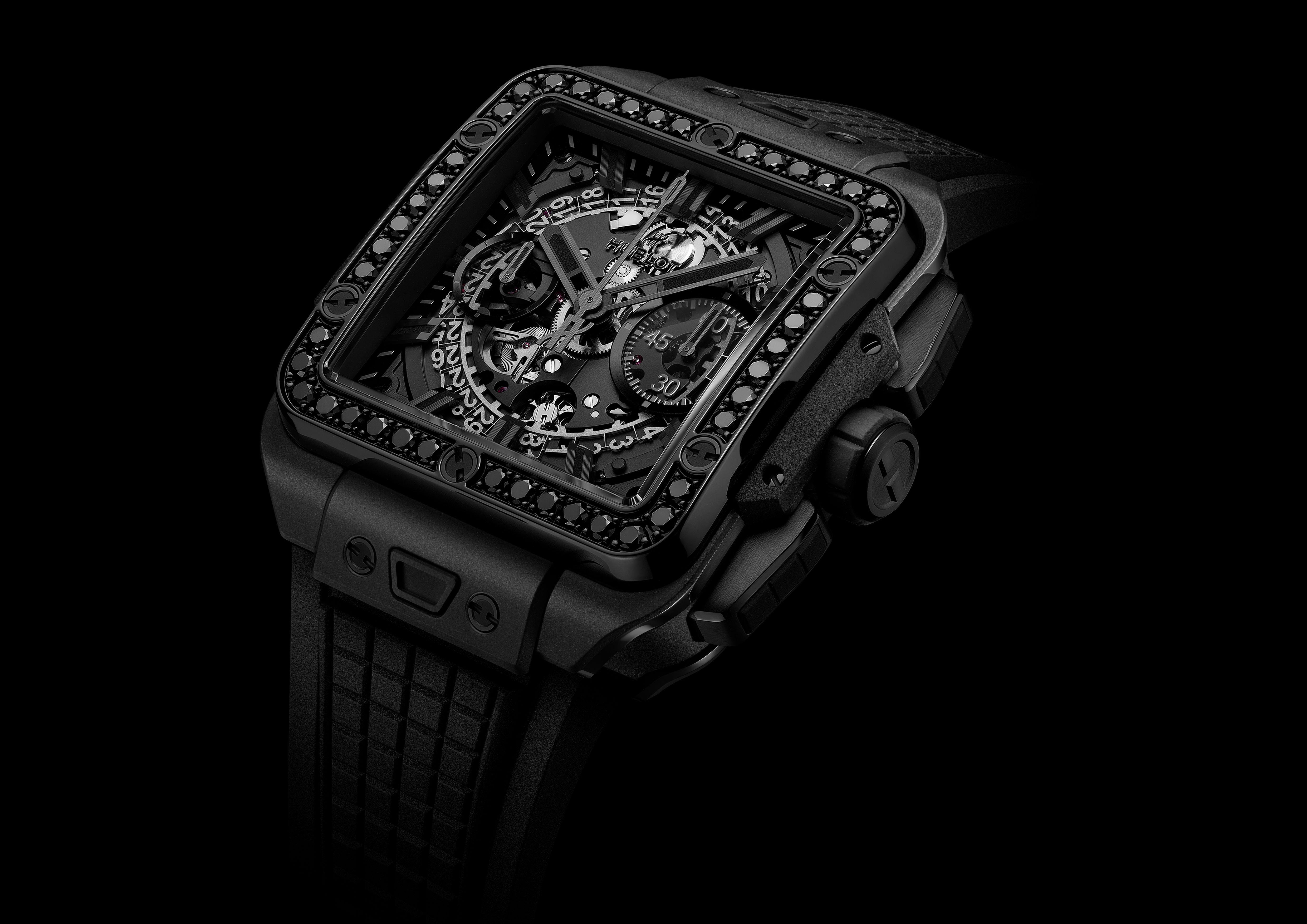 HUBLOT黑钻表低调奢华　方形建筑结构绝配型男 奢侈品牌 图2张
