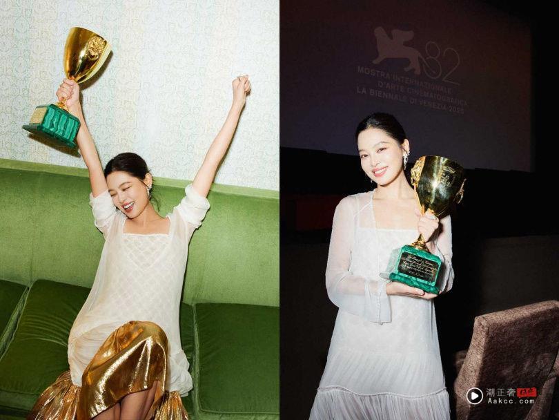 辛芷蕾夺威尼斯影后！红毯战袍削肩露美背、胸前玫瑰花飙性感天花板 名人名流 图2张