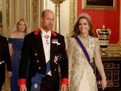 凯特王妃穿订制新衣接待川普夫妇 蕾丝礼服配钻石冠冕好梦幻