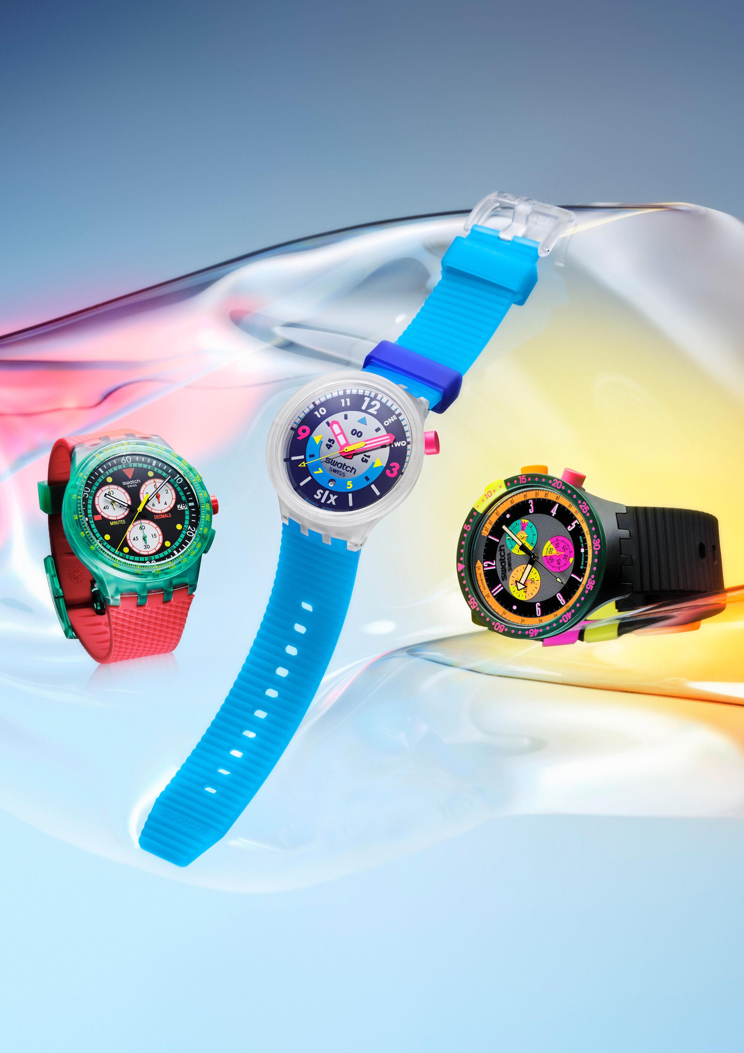 Swatch萤光表高调吸睛　重现80、90年代历史表款风采 奢侈品牌 图1张