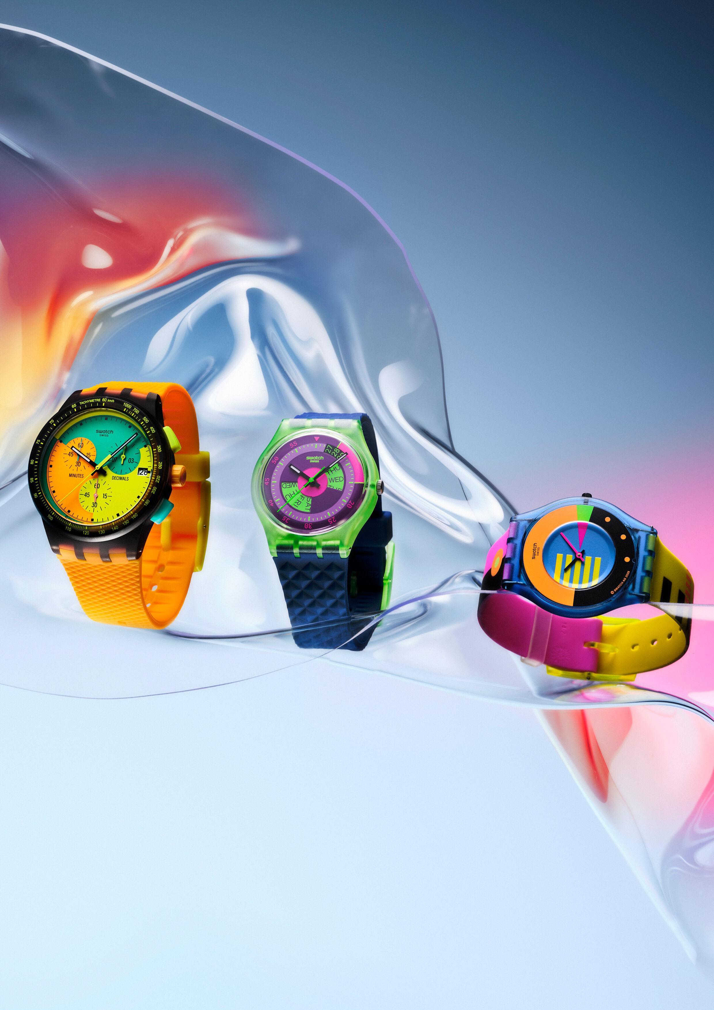 Swatch萤光表高调吸睛　重现80、90年代历史表款风采 奢侈品牌 图2张